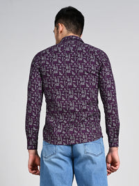 Killer Men Wine Printed Slim Fit Shirts