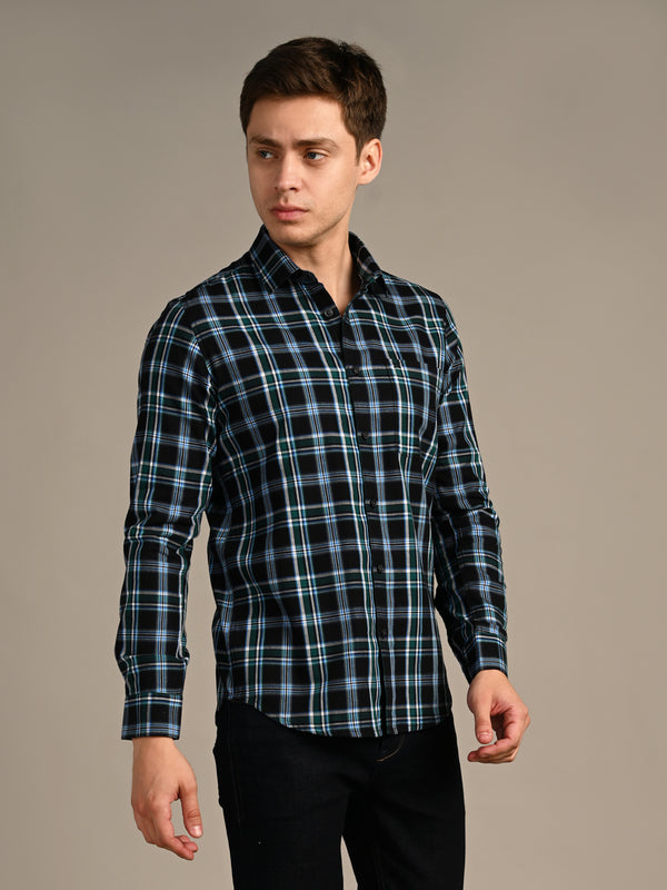 Killer Men Black Checks Slim Fit Shirts