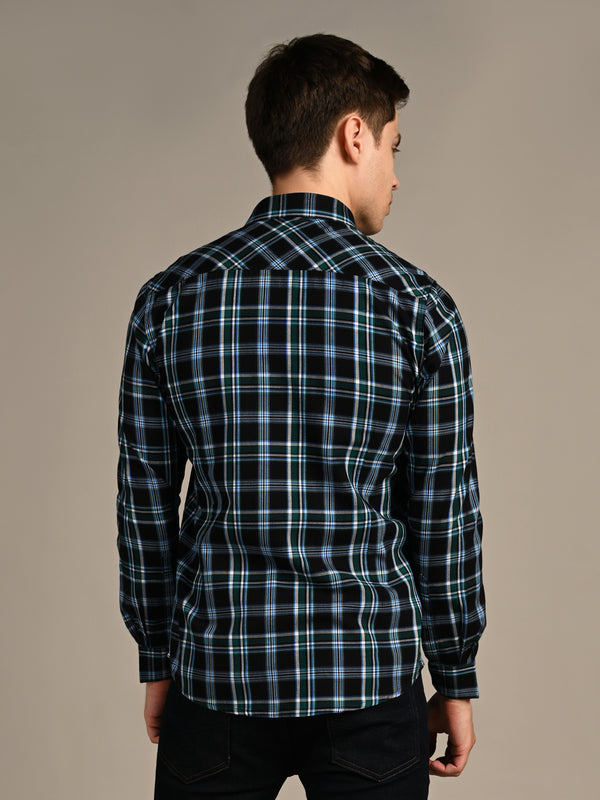 Killer Men Black Checks Slim Fit Shirts