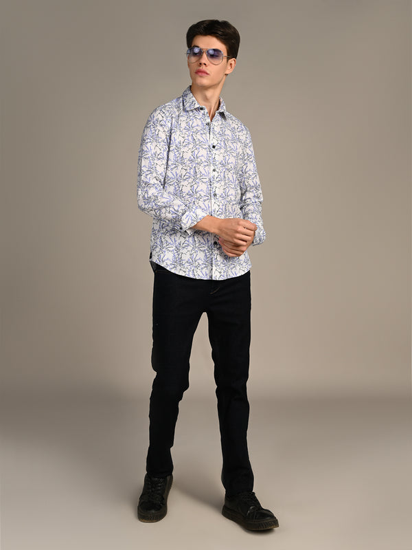 Killer Men Purple Printed Slim Fit Shirts