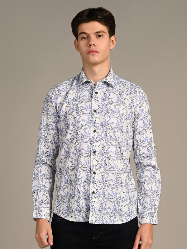 Killer Men Purple Printed Slim Fit Shirts