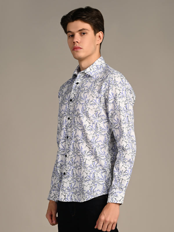 Killer Men Purple Printed Slim Fit Shirts