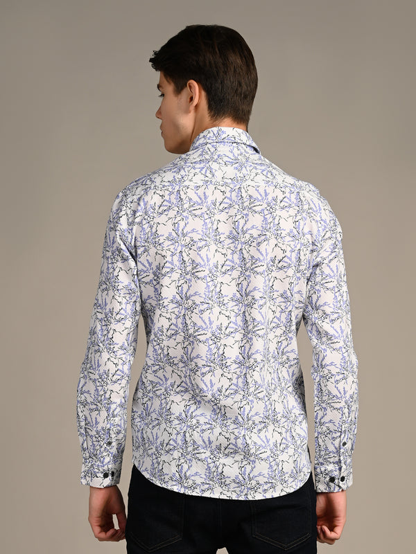 Killer Men Purple Printed Slim Fit Shirts