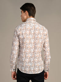 Killer Men Brown Printed Slim Fit Shirts