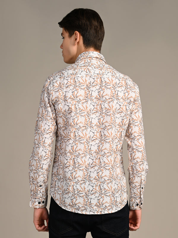 Killer Men Brown Printed Slim Fit Shirts