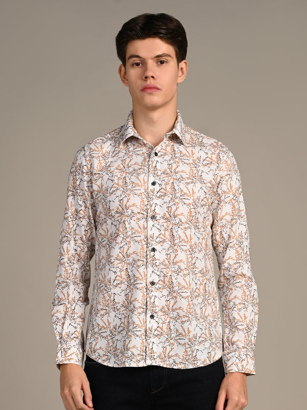 Killer Men Brown Printed Slim Fit Shirts