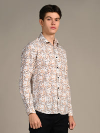 Killer Men Brown Printed Slim Fit Shirts