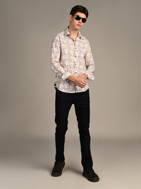 Killer Men Brown Printed Slim Fit Shirts