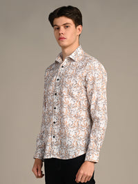 Killer Men Brown Printed Slim Fit Shirts