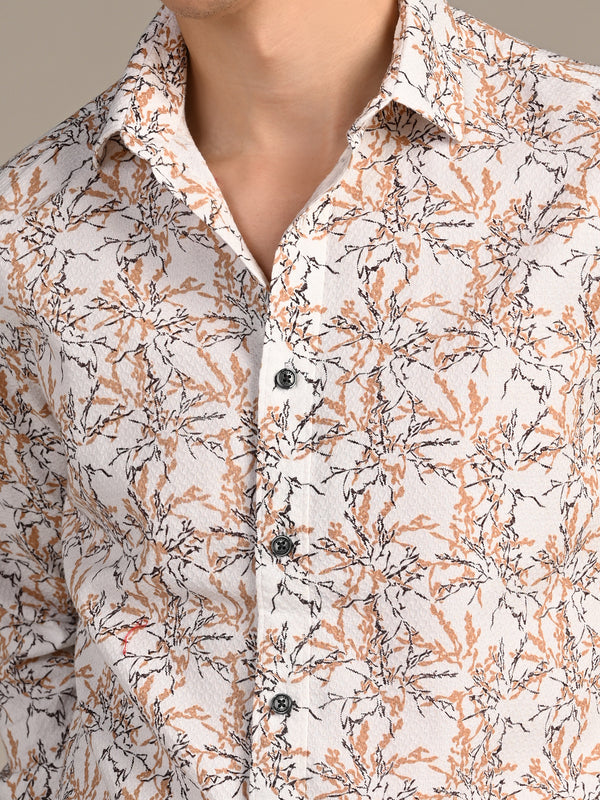 Killer Men Brown Printed Slim Fit Shirts