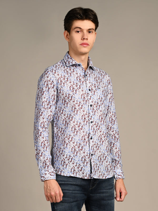 Killer Men Coffee Printed Straight Fit Shirts