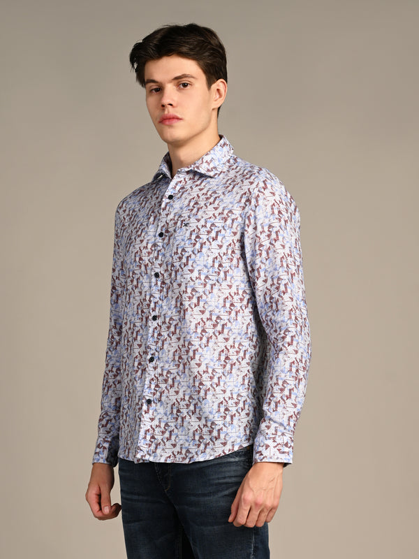 Killer Men Coffee Printed Straight Fit Shirts