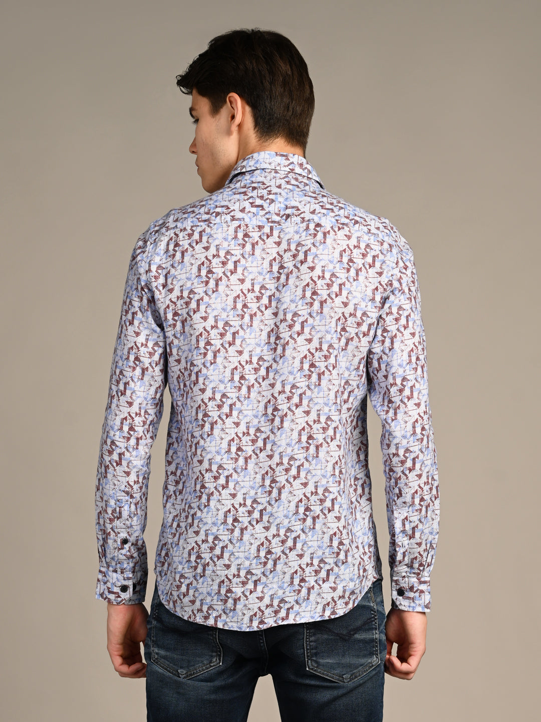 Killer Men Coffee Printed Straight Fit Shirts