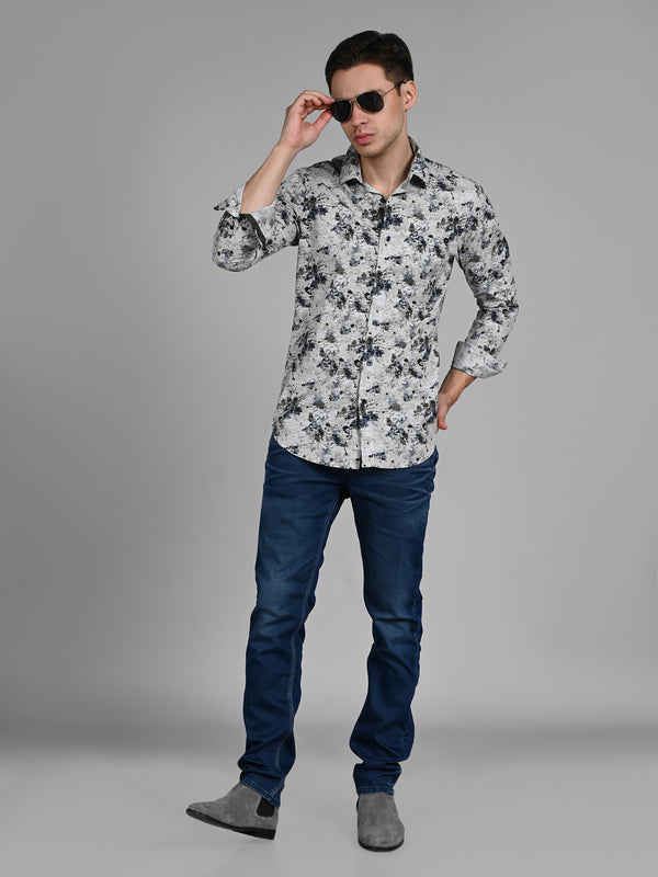Killer Men Light Green Printed Slim Fit Shirts