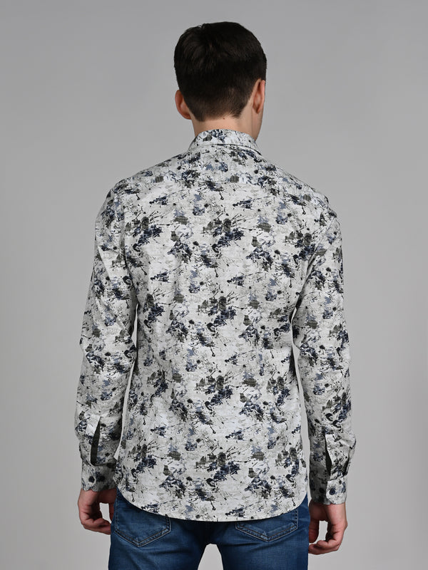 Killer Men Light Green Printed Slim Fit Shirts