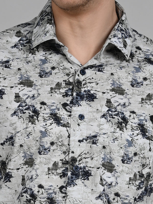 Killer Men Light Green Printed Slim Fit Shirts