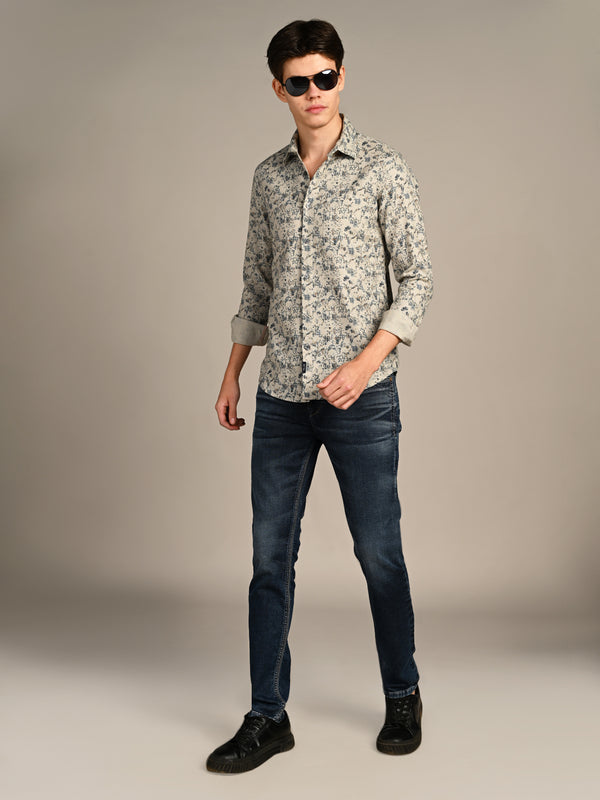 Killer Men Green Printed Slim Fit Shirts