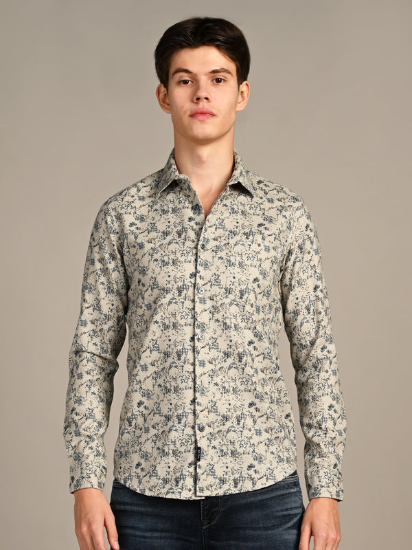 Killer Men Green Printed Slim Fit Shirts