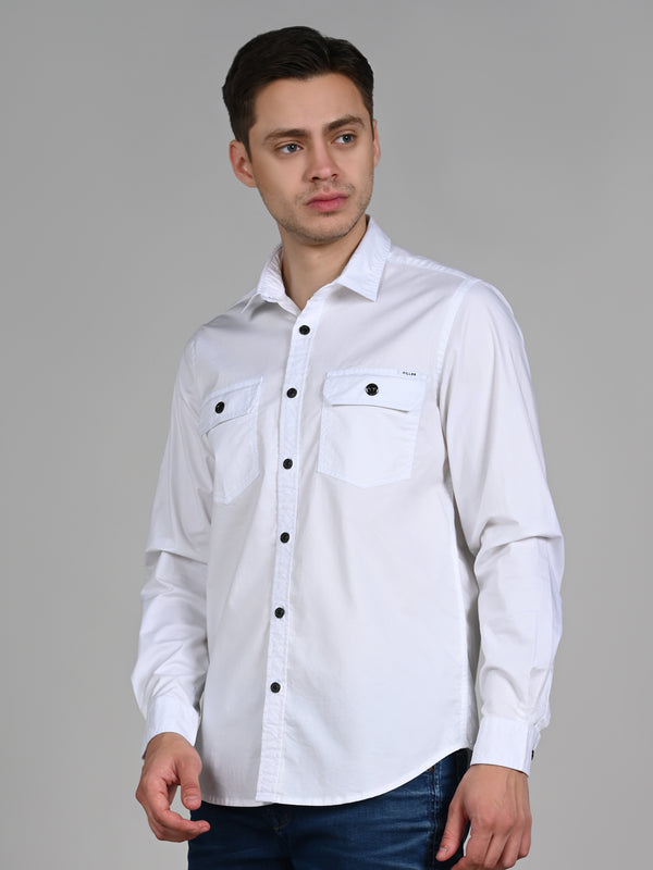 Killer Men White Solid Straight Fit Shirts