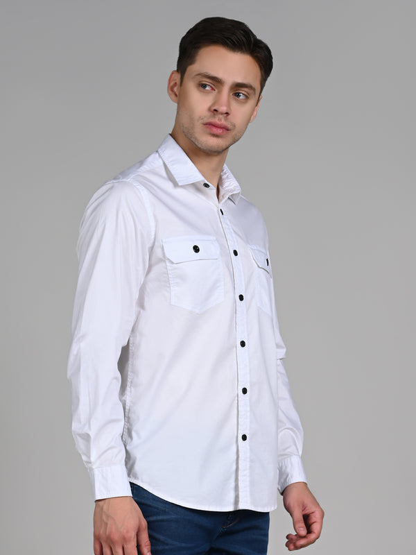 Killer Men White Solid Straight Fit Shirts