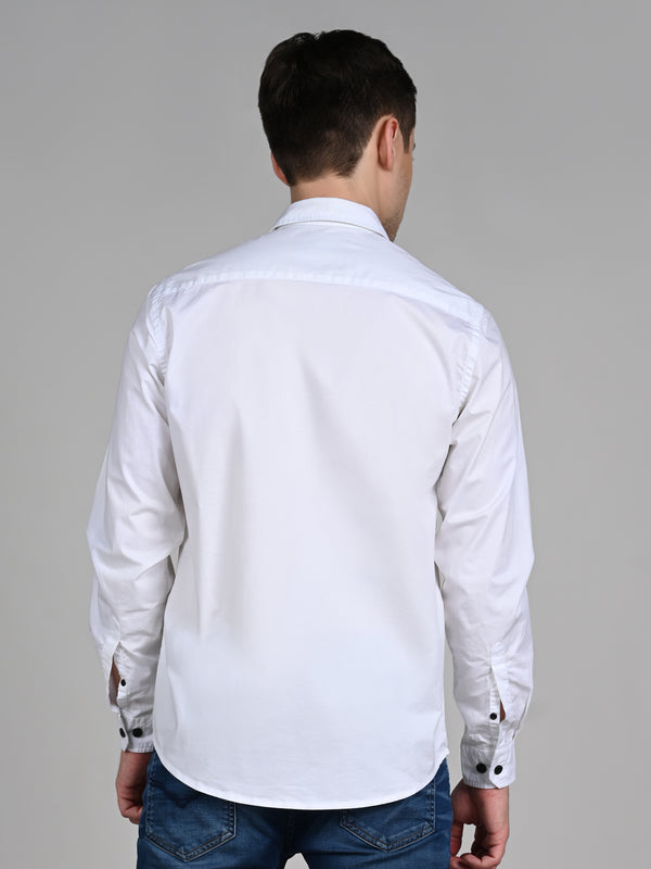 Killer Men White Solid Straight Fit Shirts