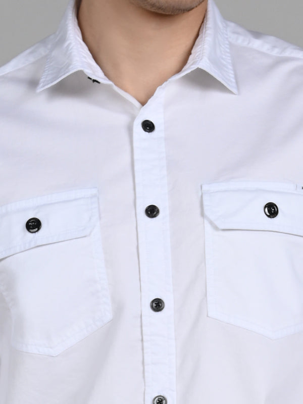 Killer Men White Solid Straight Fit Shirts