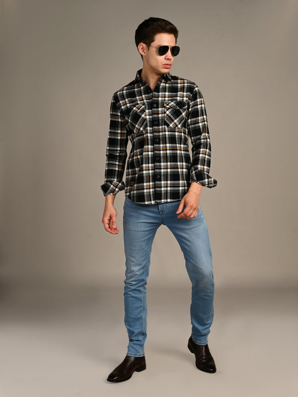 Killer Men Black Checks Slim Fit Shirts