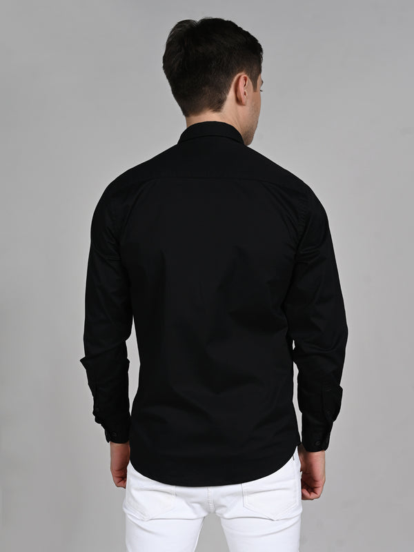 Killer Men Black Solid Straight Fit Shirts