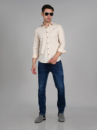 Killer Men Cream Solid Slim Fit Shirts