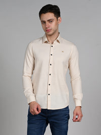 Killer Men Cream Solid Slim Fit Shirts