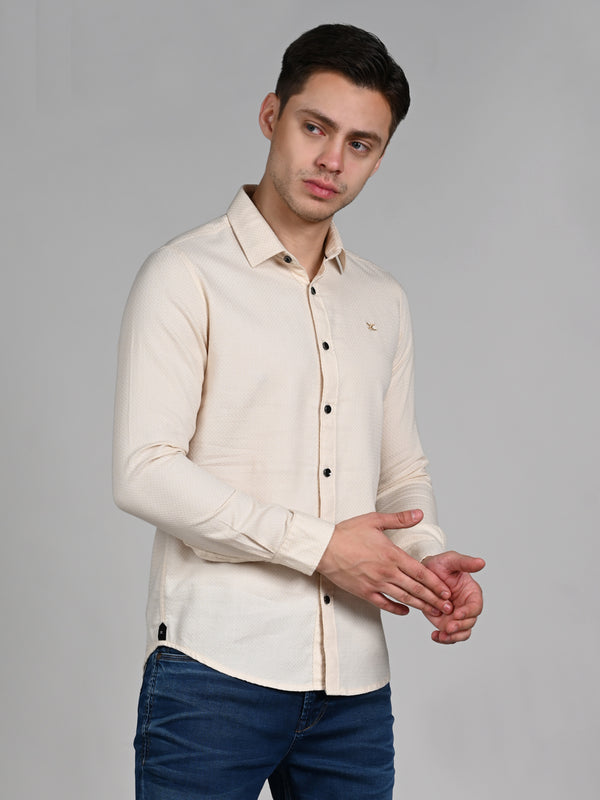 Killer Men Cream Solid Slim Fit Shirts