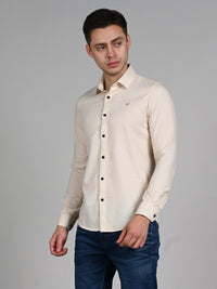 Killer Men Cream Solid Slim Fit Shirts