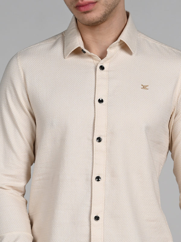 Killer Men Cream Solid Slim Fit Shirts
