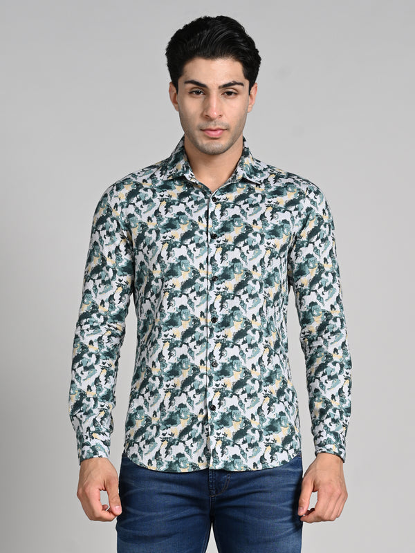 Killer Men Green Printed Slim Fit Shirts