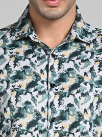 Killer Men Green Printed Slim Fit Shirts
