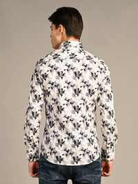 Killer Men Cream Printed Slim Fit Shirts