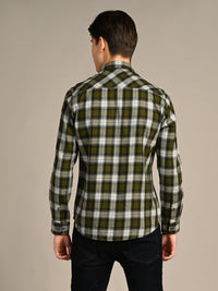 Killer Men Olive Checks Slim Fit Shirts