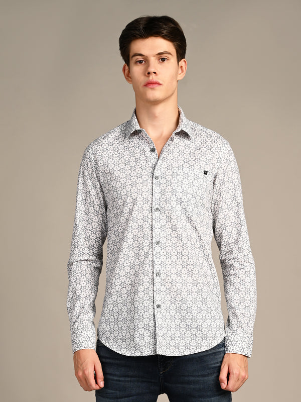 Killer Men White Printed Slim Fit Shirts