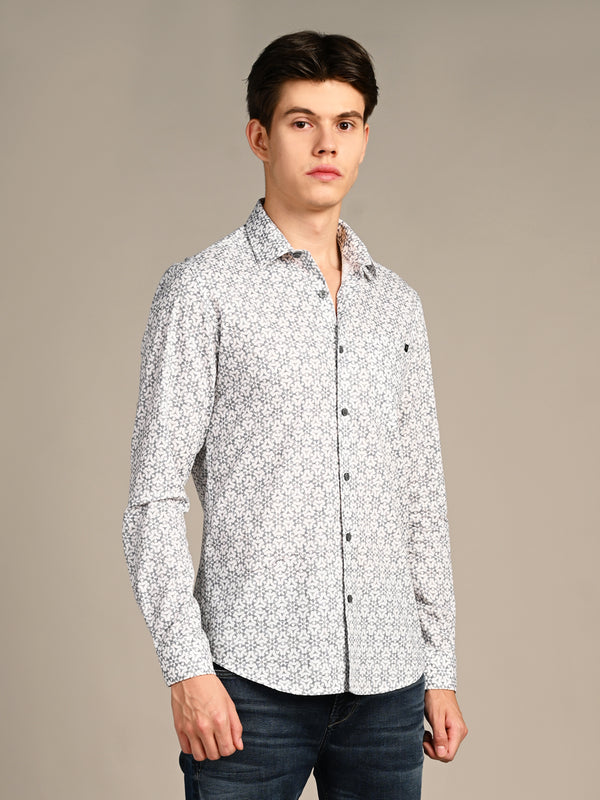 Killer Men White Printed Slim Fit Shirts