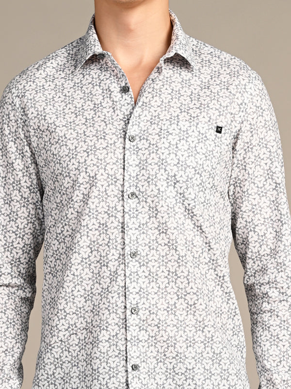 Killer Men White Printed Slim Fit Shirts