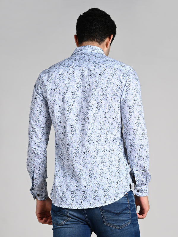 Killer Men Blue Printed Slim Fit Shirts