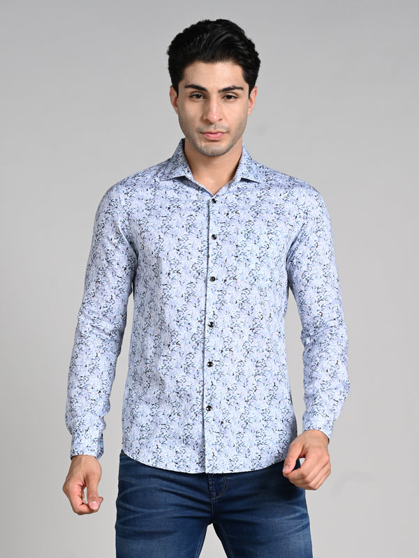 Killer Men Blue Printed Slim Fit Shirts