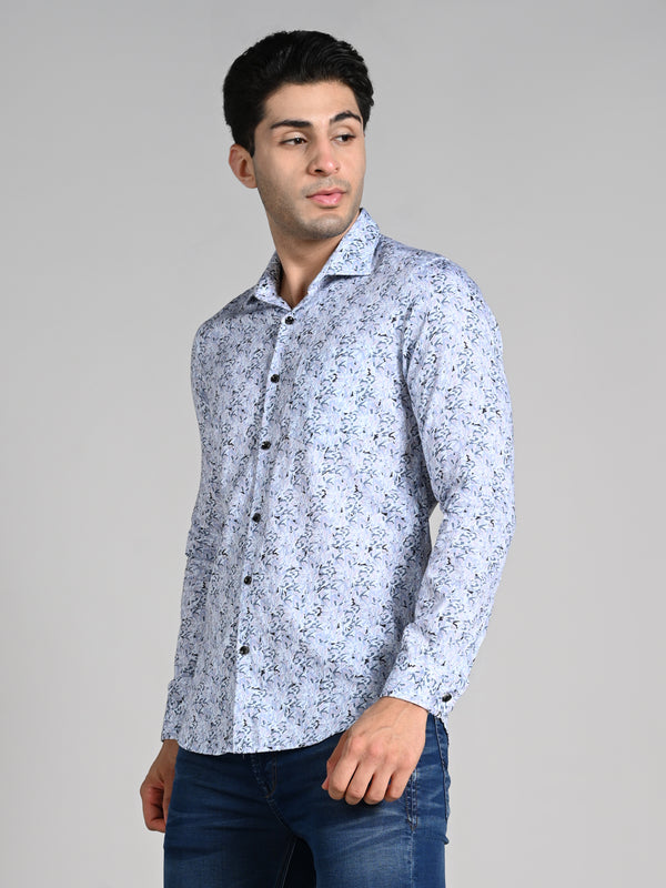 Killer Men Blue Printed Slim Fit Shirts