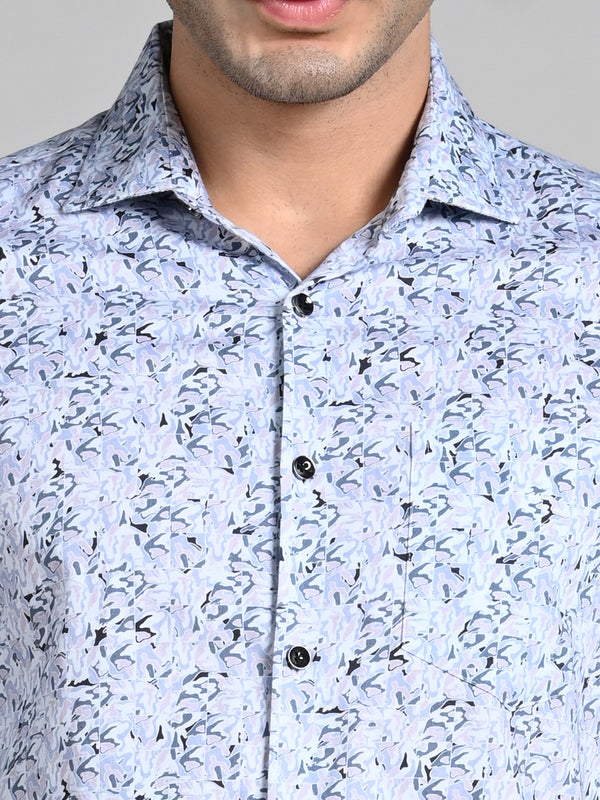 Killer Men Blue Printed Slim Fit Shirts