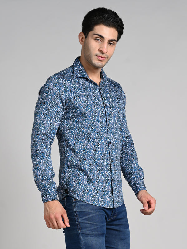 Killer Men Grey Printed Slim Fit Shirts