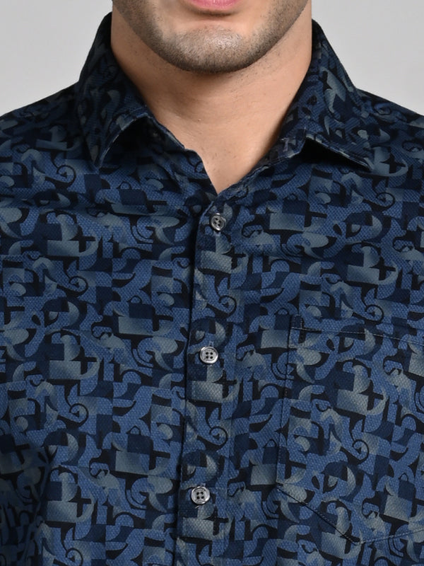 Killer Men Blue Printed Slim Fit Shirts