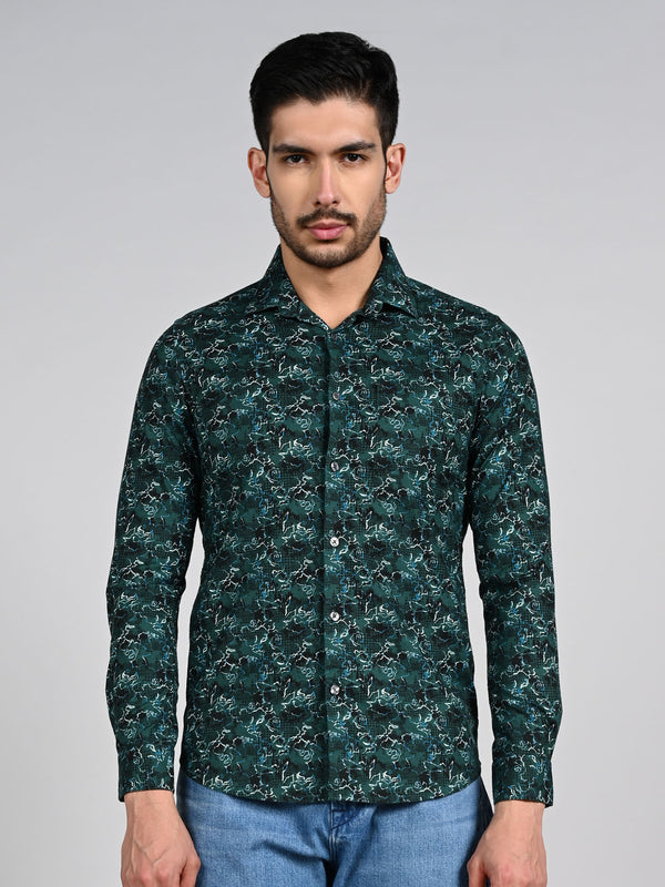 Killer Men Green Printed Slim Fit Shirts