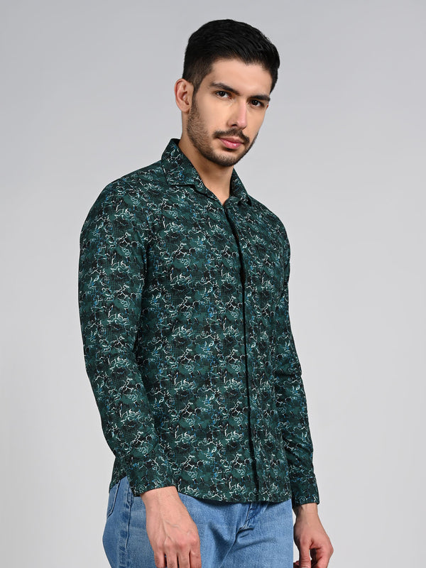 Killer Men Green Printed Slim Fit Shirts