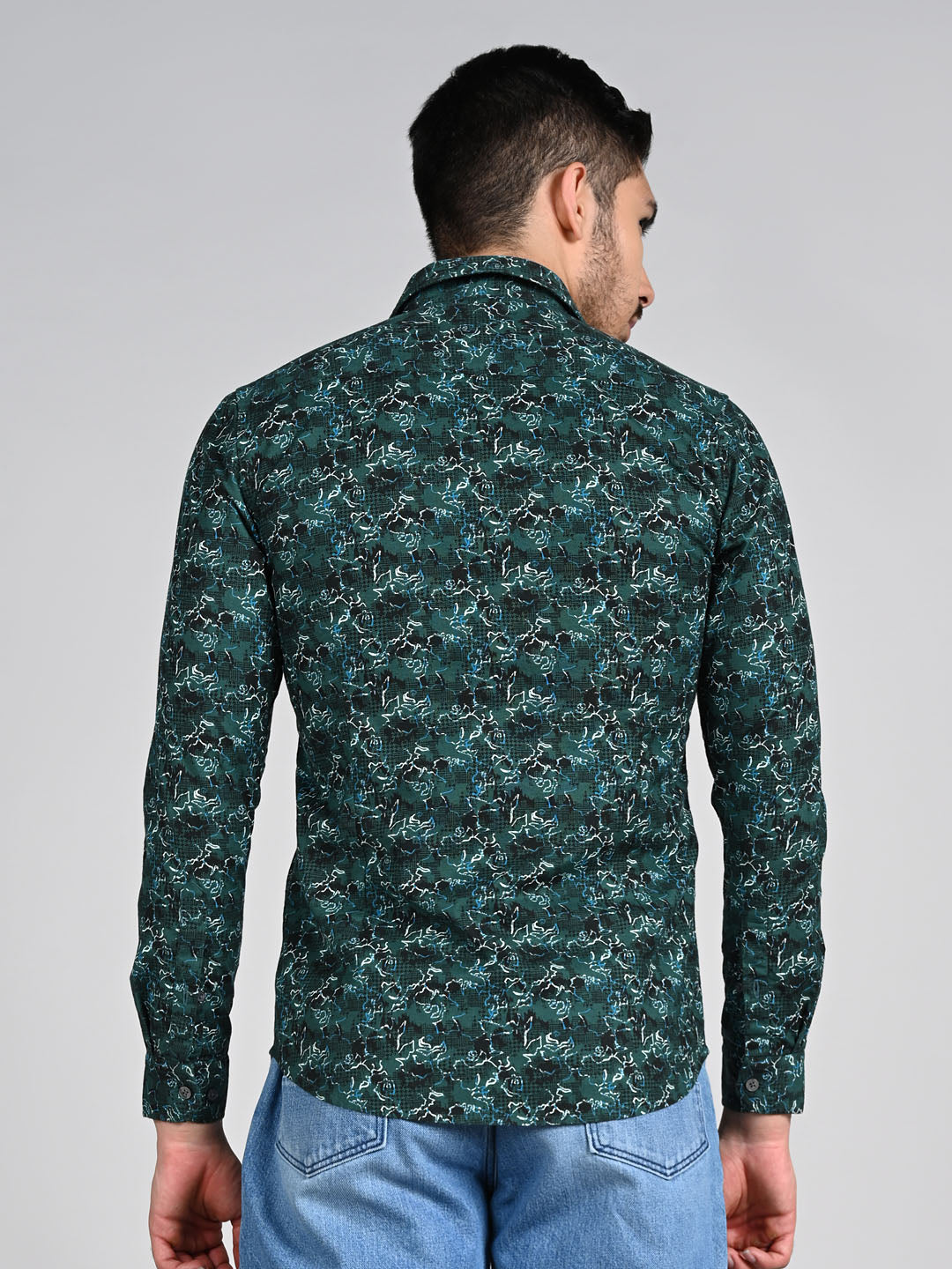 Killer Men Green Printed Slim Fit Shirts