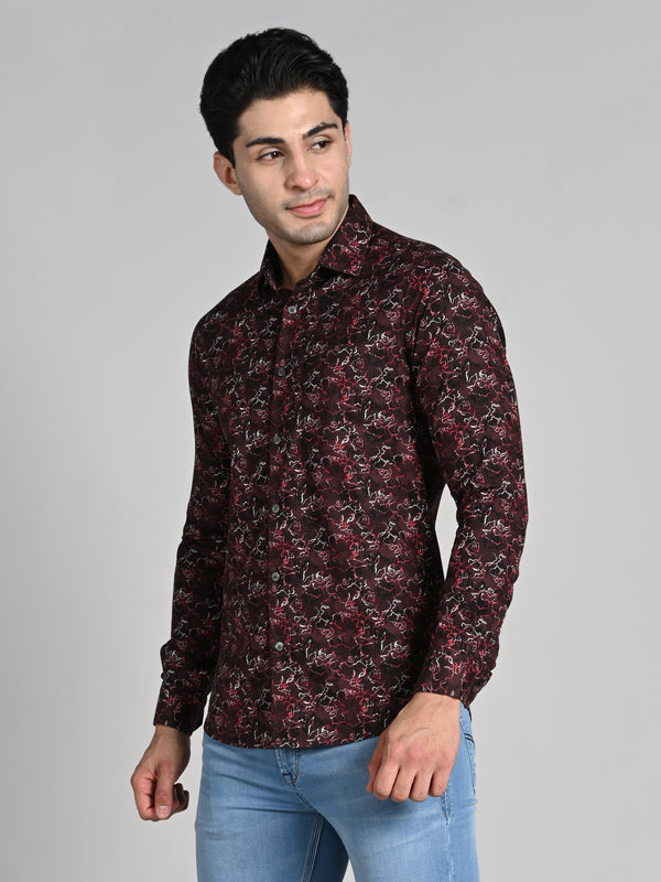 Killer Men Coffee Printed Slim Fit Shirts